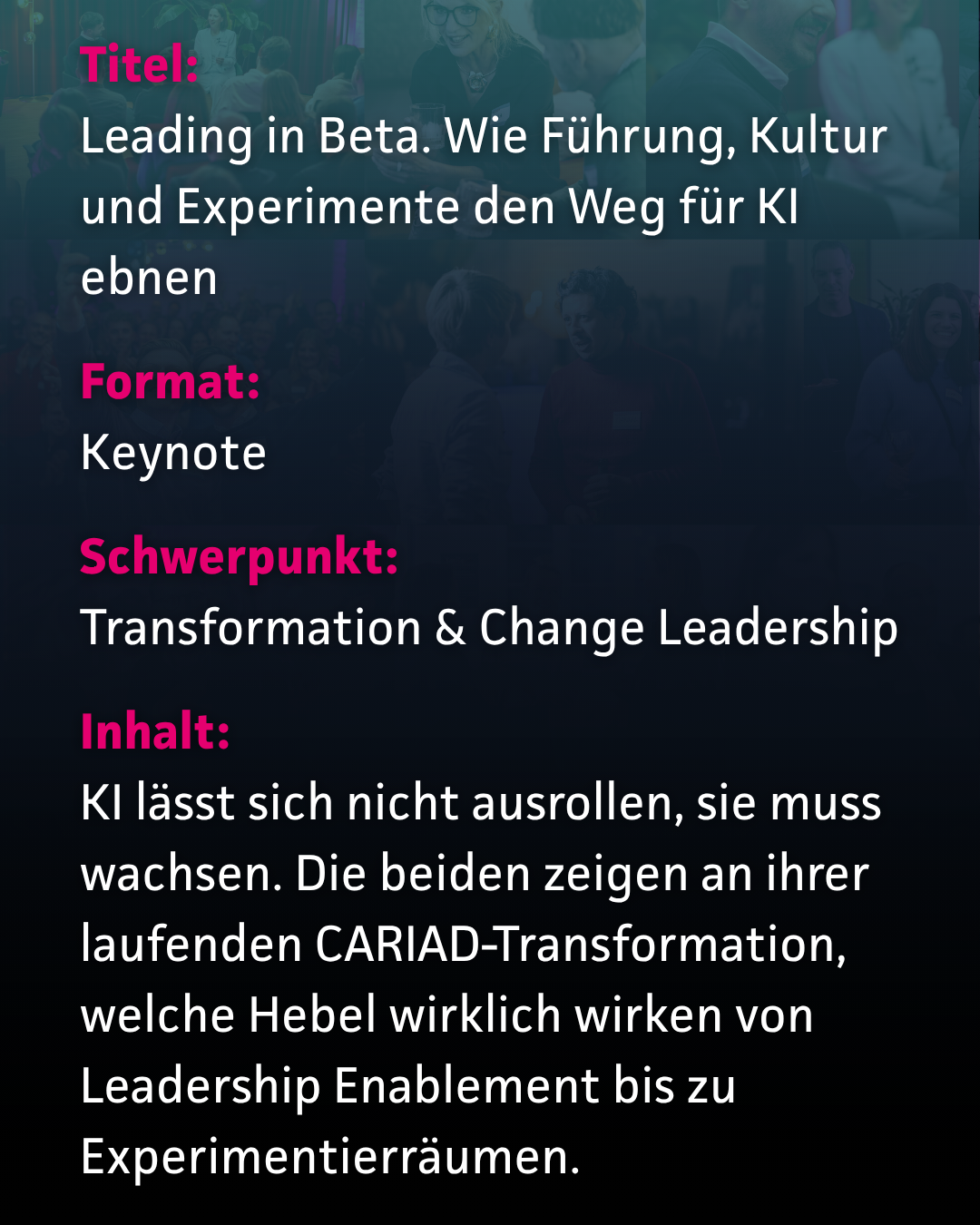 Keynote von Alice Mattera und Anna-Lynn Liszka: Leading in Beta, wie Führung, Kultur und Experimente den Weg für KI ebnen
